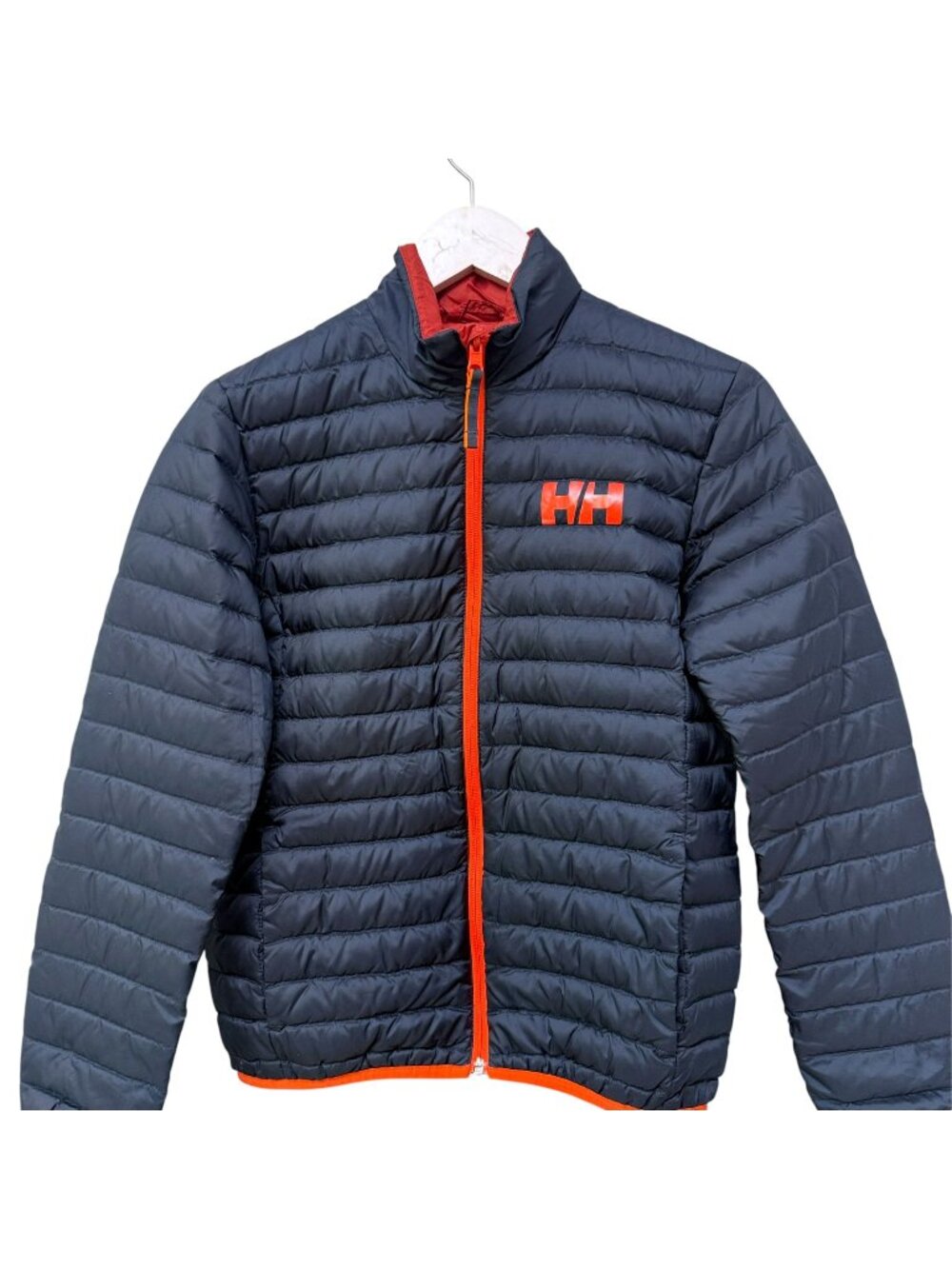 HELLY HANSEN Jacket Size 14 Boys Reversible Down Puffer Navy Orange Imperfect